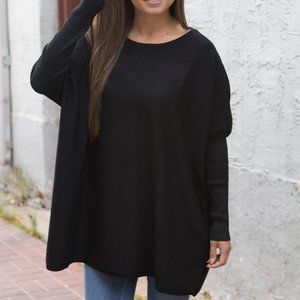 Black Oversized Long Sleeve Sweater Top